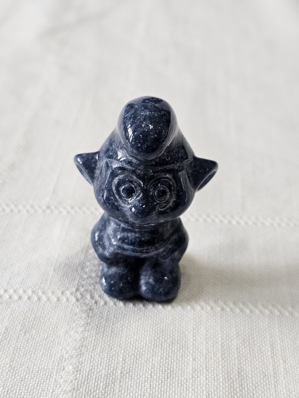 Carved Blue Quartz Smurf Figurine